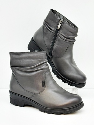 Skórzane botki damskie Kosela Axel 4453 szare, poszerzana tęgość H
