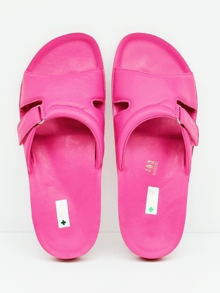 Wygodne skórzane klapki Dr Luigi PU-02-45-20-45-KS różowe, tęgość H