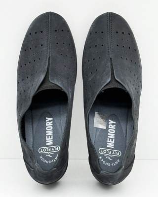 Wygodne skórzane półbuty wsuwane Fly Flot 18J81QX grafitowe, poszerzona tęgość K