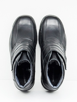 Zimowe buty męskie Waldlaufer 631901 174 001 czarne Kai, tęgość K na wysokie podbicie