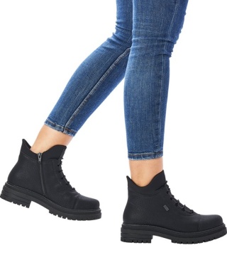 Zimowe trzewiki Rieker Y3163-00 czarne, membrana, wełna polarowa, tęgość G 1/2