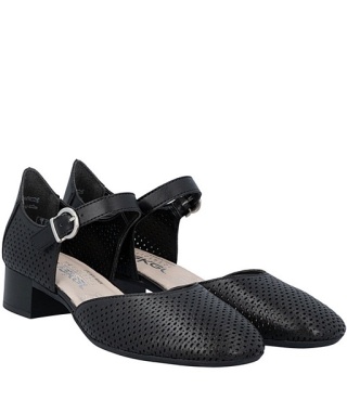 43460-00 Rieker damskie czółenka z zakrytymi palcami i piętą, czarne, średnia tęgość H