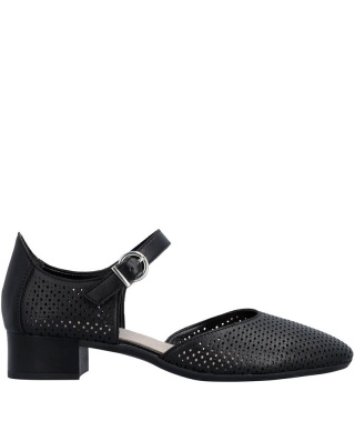 43460-00 Rieker damskie czółenka z zakrytymi palcami i piętą, czarne, średnia tęgość H