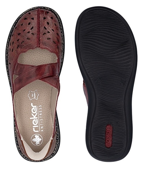 bordowe balerinki rieker