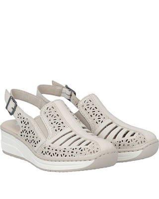 48763-60 Rieker beżowe sandały z zakrytymi palcami, tęgość F