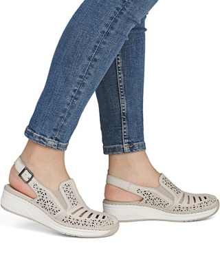 48763-60 Rieker beżowe sandały z zakrytymi palcami, tęgość F