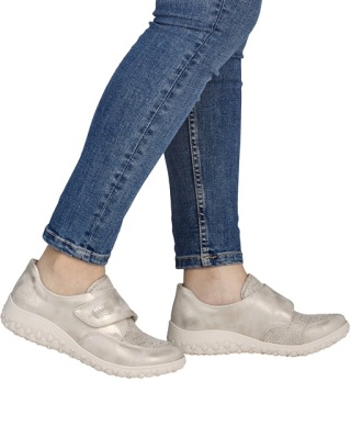 59552-62 Rieker beżowe półbuty damskie, Extra Weit, poszerzona tęgość H