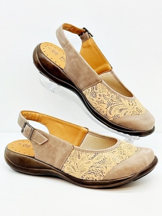 Axel Comfort 2450 beżowe sandały damskie stretch-16, duża tęgość K