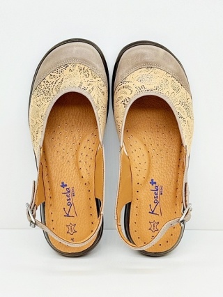 Axel Comfort 2450 beżowe sandały damskie stretch-16, duża tęgość K