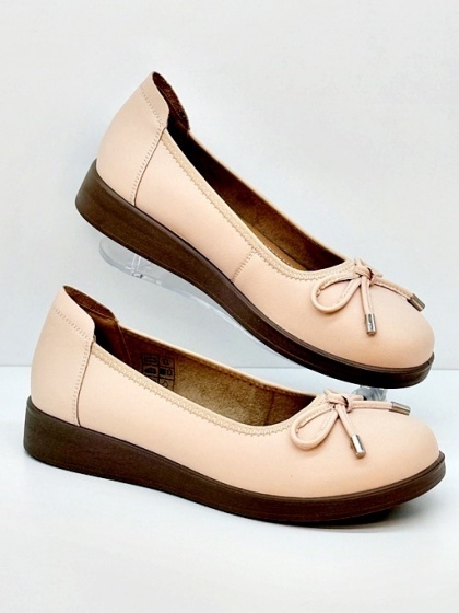 Baleriny skórzane Loretta Vitale W9947 różowe, tęgość G 1/2