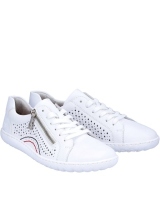 Barefoot buty Rieker 52824-80 białe skórzane z korkową wkładką, normalna tęgość G