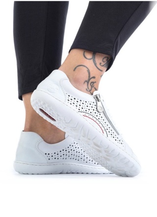 Barefoot buty Rieker 52824-80 białe skórzane z korkową wkładką, normalna tęgość G