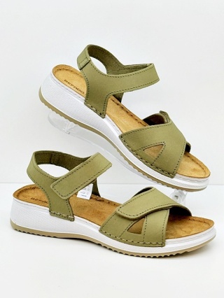 Befado sandały damskie 158D309 szałwiowe, skórzane, tęgość G