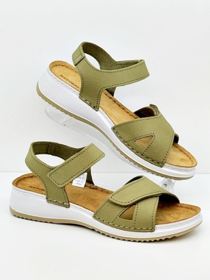 Befado sandały damskie 158D309 szałwiowe, skórzane, tęgość G