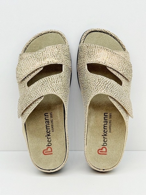 Berkemann klapki Daria 01002-717 gold metalic, skóra, regulacja w zakresie tęgość G-H