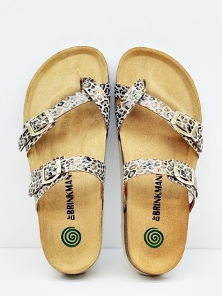 Brinkmann klapki damskie 700932-23 brązowe, stopa normalna, regulowana tęgość F-G-H