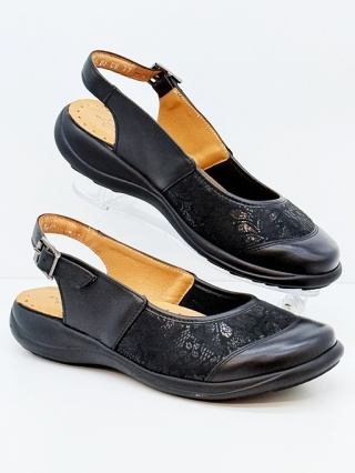 Buty Axel 2450 czarne damskie sandały z zakrytymi palcami, szerokie, duża tęgość K