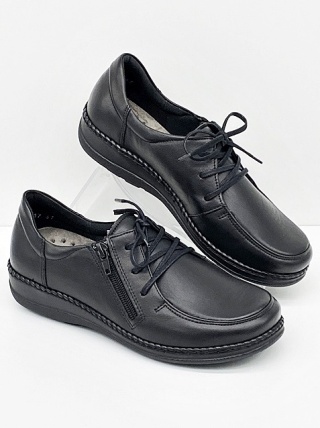 Buty Kosela Medic Axel 1862 czarne lico, szerokie półbuty damskie, tęgość H+