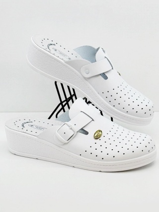 Buty medyczne damskie Sanital Flex 708 białe chodaki, tęgość G-H z regulacją