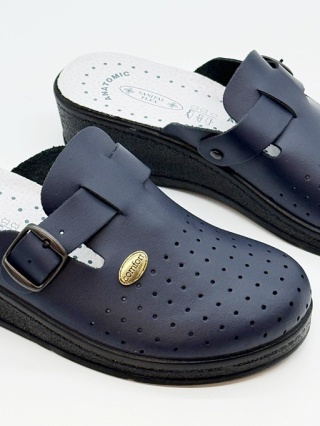 Chodaki damskie Sanital Flex 708 granatowe obuwie medyczne, tęgość G z regulacją