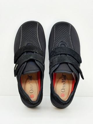 Damskie półbuty na chore stopy OrtoMed 4009 T21 czarne, regulowana tęgość J-K