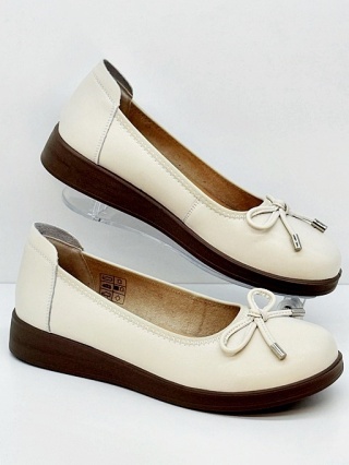 Eleganckie baleriny Loretta Vitale W9947 j.beżowe z naturalnej skóry, tęgość G 1/2