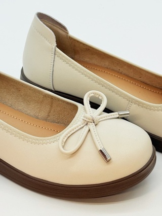 Eleganckie baleriny Loretta Vitale W9947 j.beżowe z naturalnej skóry, tęgość G 1/2