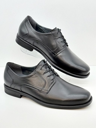 Eleganckie buty Waldlaufer 641001 149 czarne KUNO, półbuty na wysokie podbicie, tęgość K-M