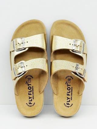 Fly Flot klapki damskie 77G64ZC gold, tęgość regulowana F-G-H