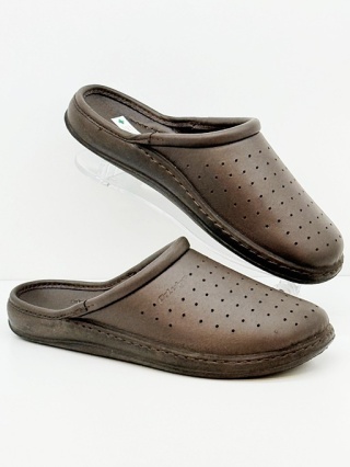 Klapki skórzane damskie Dr Luigi klapki PU-01-11 20-brązowe, tęgość H