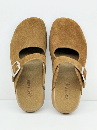 Klapki zdrowotne damskie Loretta Vitale W5351 brązowe, ze skóry, tęgość H