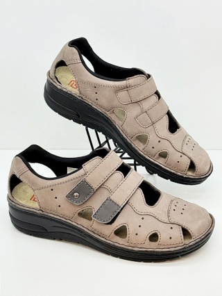 Larena Berkemann 03100-967 stone, damskie szerokie sandały, poszerzana tęgość H