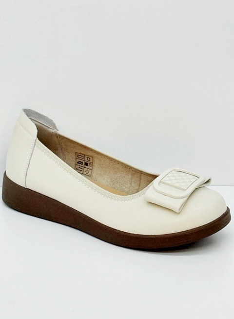 Baleriny skórzane beżowe