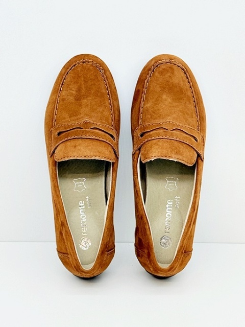 Mokasyny damskie skórzane Remonte D3K00-22 brązowe, tęgość G