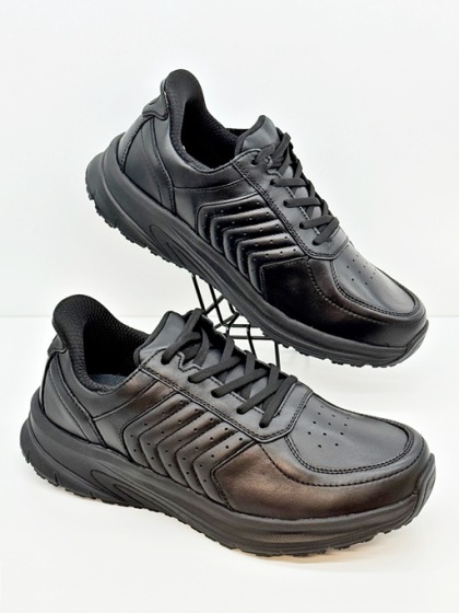 Orthofeet buty męskie 25002W Navigate Wide 2E, czarne obuwie ortopedyczne, tęgość W
