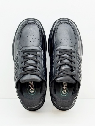 Orthofeet buty męskie 25002W Navigate Wide 2E, czarne obuwie ortopedyczne, tęgość W