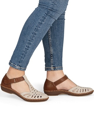 Rieker damskie sandały z paskiem M1688-60 beż/brąz, normalna tęgość G