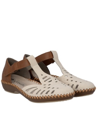 Rieker damskie sandały z paskiem M1688-60 beż/brąz, normalna tęgość G
