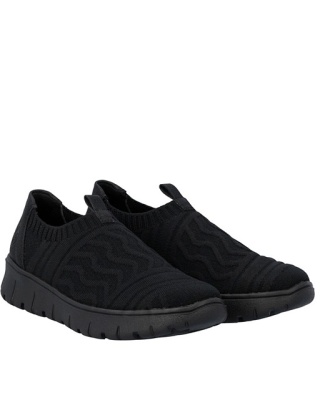 Rieker N1354-00 czarne półbuty wsuwane, tęgość H