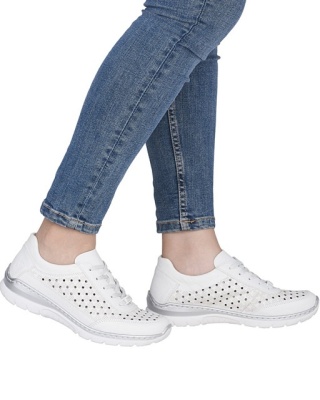 L3217-80 Riekers białe buty damskie, super wkładka Memo Soft Antistress, tęgość G 1/2