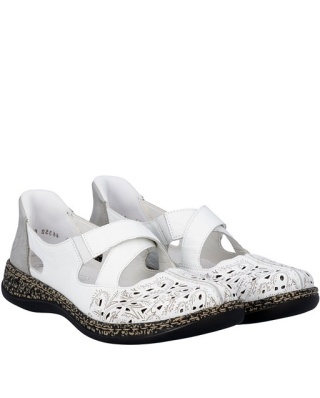 Sandały zdrowotne Rieker 46352-80 białe, mała tęgość F