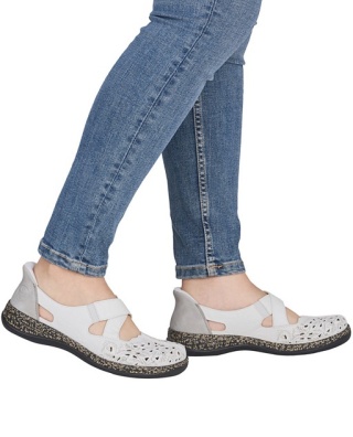 Sandały zdrowotne Rieker 46352-80 białe, mała tęgość F