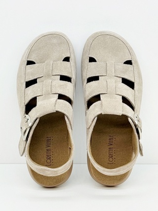 Sandały zdrowotne damskie Loretta Vitale W5350 szare, skórzane, tęgość H