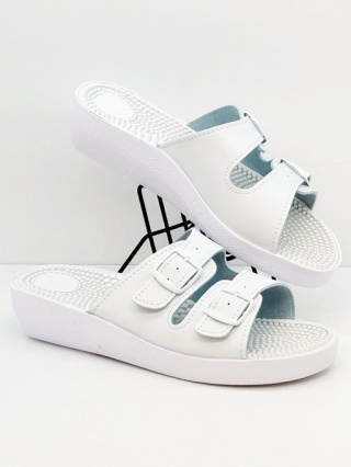 Sanital Flex KF-02 białe Klapki masujące fakirki, tęgość poszerzana F-G-H