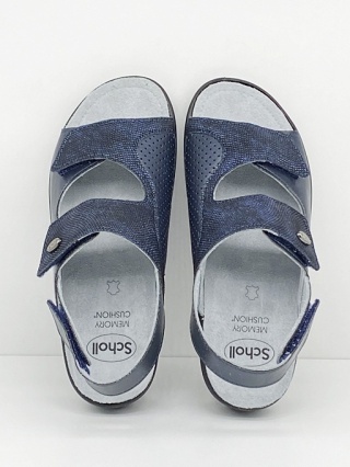 Scholl Antonia F32099 granatowe sandały damskie, szerokie, na haluksy, tęgość H