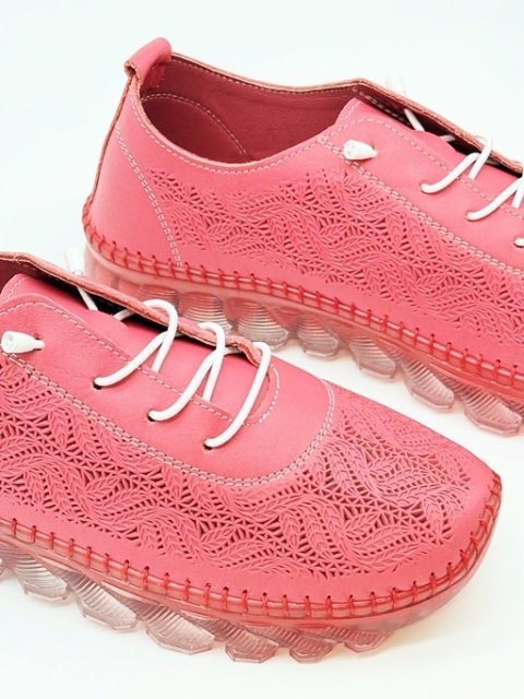 Skórzane półbuty IZZI NY.1670 czerwony, tęgość G-H