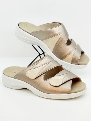 Solidus buty damskie 74022-30685 Moni beżowe klapki na tęgie stopy, weite M