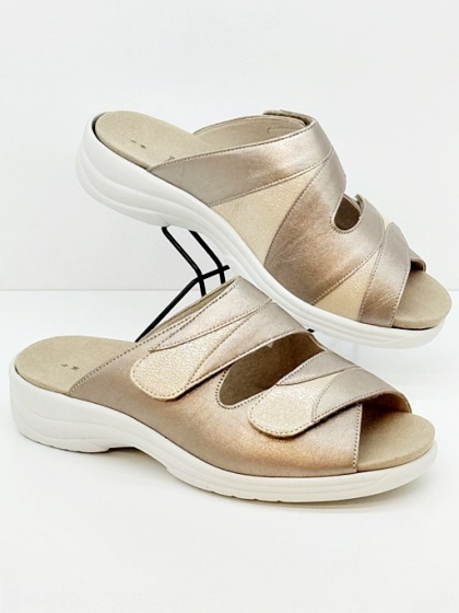 Solidus buty damskie 74022-30685 Moni beżowe klapki na tęgie stopy, weite M