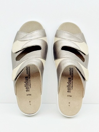 Solidus buty damskie 74022-30685 Moni beżowe klapki na tęgie stopy, weite M