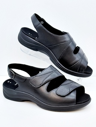 Solidus sandały damskie Moni 74019-01219 czarne, szerokie i tęgie stopy, tęgość M